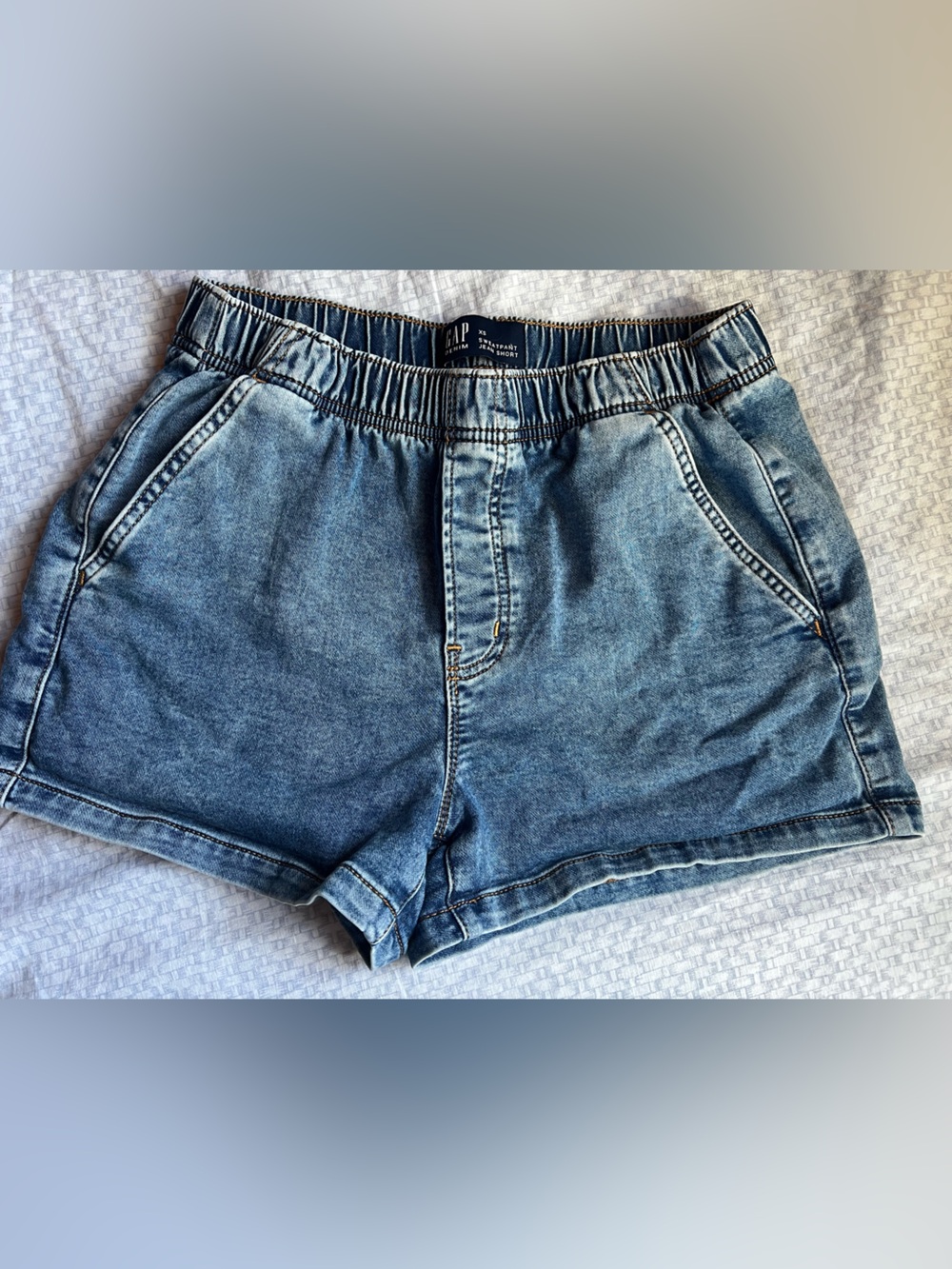 GAP Blue Elastic-Waist Denim Shorts